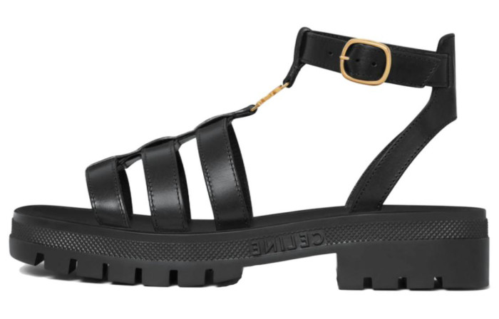CELINE Leather Roman Sandals 4cm Women's Black