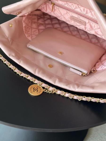 CHANEL 22Bag Smooth Finish Calfskin Portable Crossbody Bag, Shoulder Bag Small Women's Pink AS3260-B08037-NH622 size 35*37*7cm 