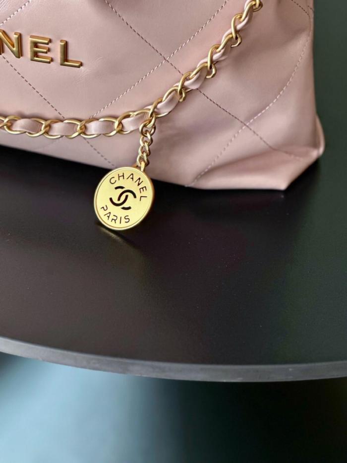 CHANEL 22Bag Smooth Finish Calfskin Portable Crossbody Bag, Shoulder Bag Small Women's Pink AS3260-B08037-NH622 size 35*37*7cm 