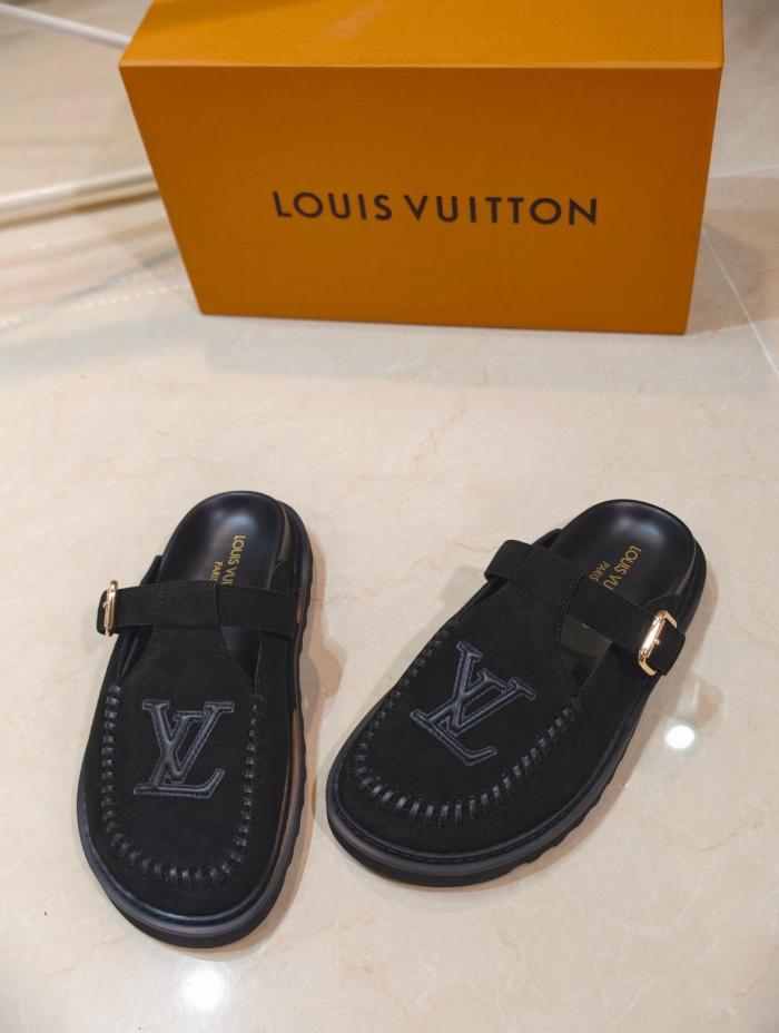 LOUIS VUITTON Colorado Closed Toe Slippers Women's Black