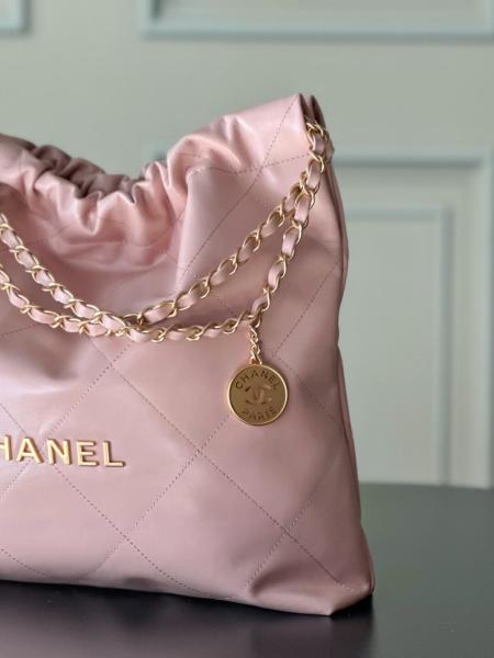 CHANEL 22Bag Smooth Finish Calfskin Portable Crossbody Bag, Shoulder Bag Small Women's Pink AS3260-B08037-NH622 size 35*37*7cm 