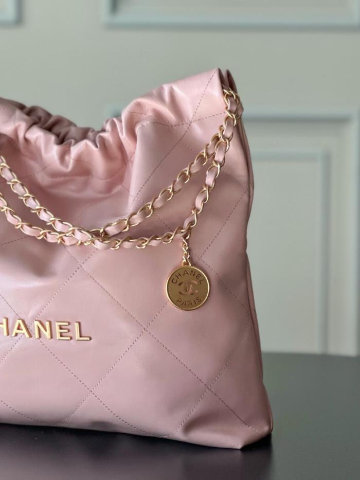 CHANEL 22Bag Smooth Finish Calfskin Portable Crossbody Bag, Shoulder Bag Small Women's Pink AS3260-B08037-NH622 size 35*37*7cm 