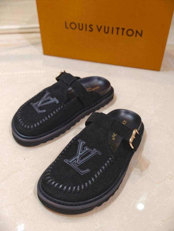 LOUIS VUITTON Colorado Closed Toe Slippers Women's Black