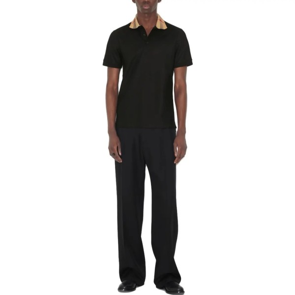 Burberry checked-collar cotton polo shirt