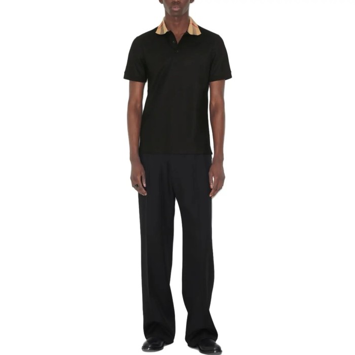 Burberry checked-collar cotton polo shirt