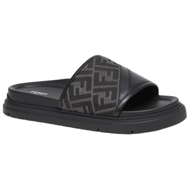 FENDI Ff Jacquard Open Toe Slides