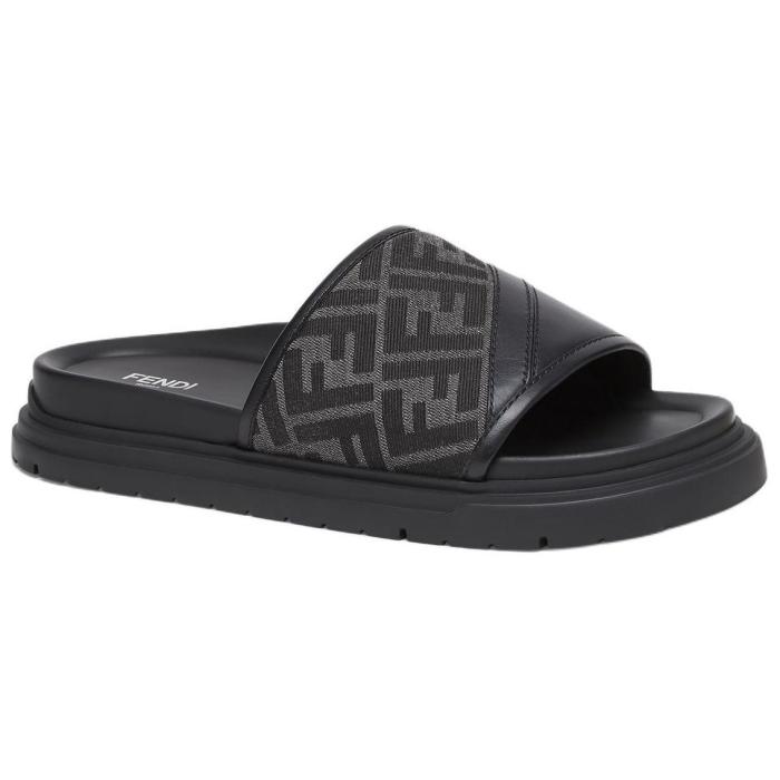 FENDI Ff Jacquard Open Toe Slides