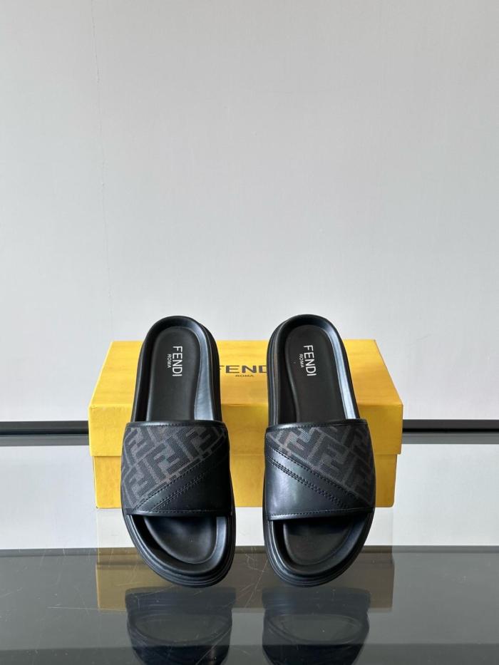 FENDI Ff Jacquard Open Toe Slides