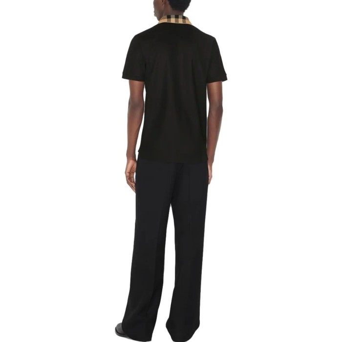 Burberry checked-collar cotton polo shirt