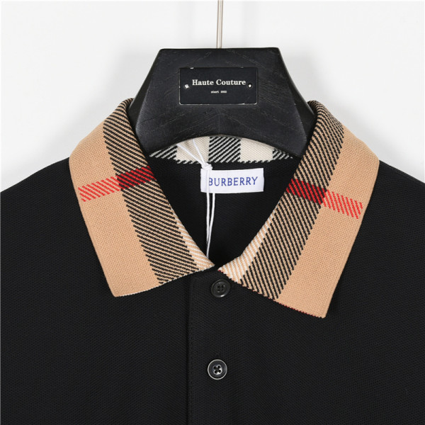 Burberry checked-collar cotton polo shirt