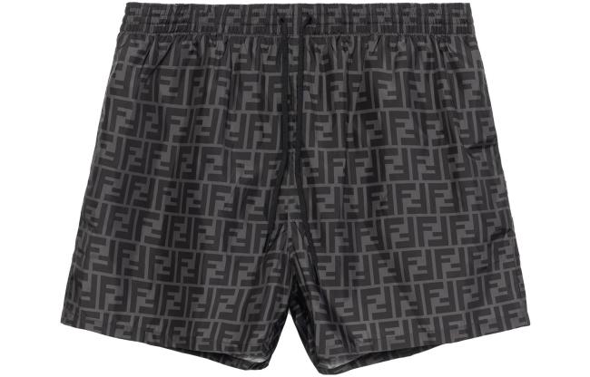 FENDI Mens Swim Shorts Tech Fabric Black