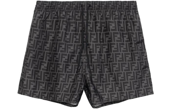 FENDI Mens Swim Shorts Tech Fabric Black