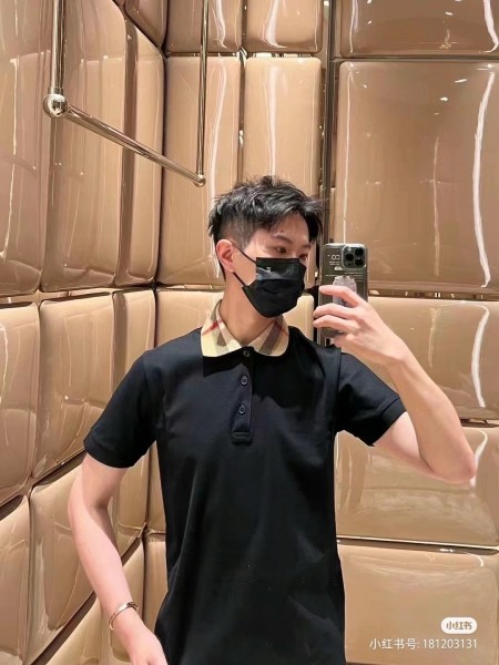 Burberry checked-collar cotton polo shirt