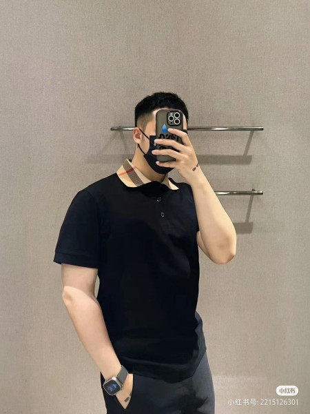 Burberry checked-collar cotton polo shirt