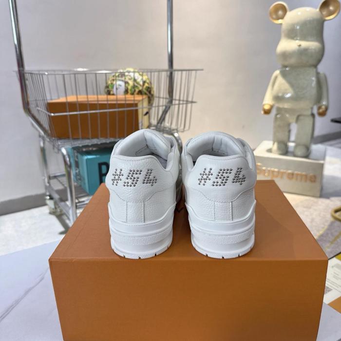 LOUIS VUITTON Trainer 2025 Spring Men's Collection Cow Leather Low top Skateboard Shoes White