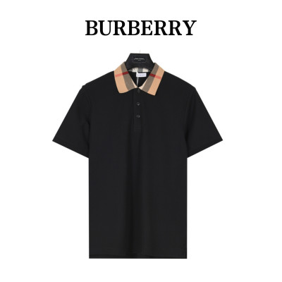 Burberry checked-collar cotton polo shirt
