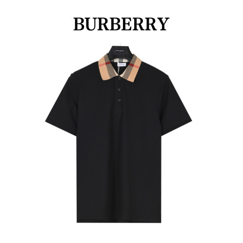 Burberry checked-collar cotton polo shirt