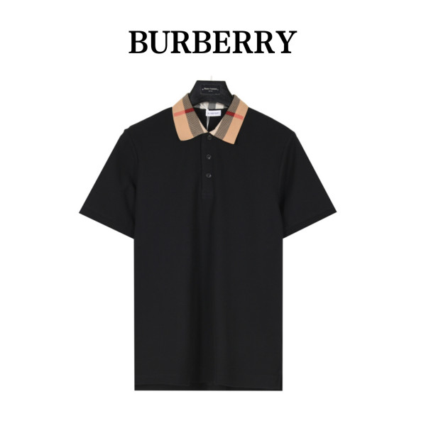 Burberry checked-collar cotton polo shirt