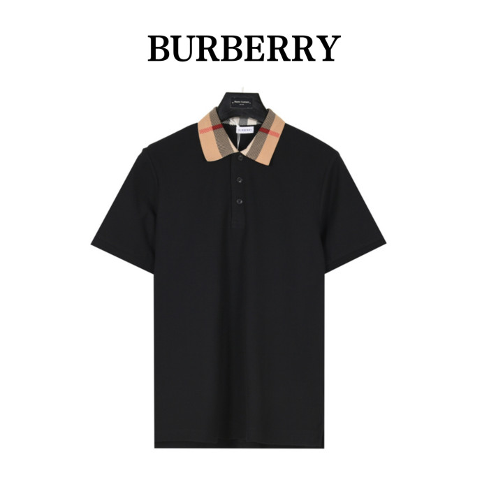 Burberry checked-collar cotton polo shirt