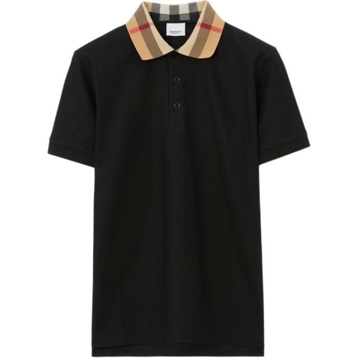 Burberry checked-collar cotton polo shirt