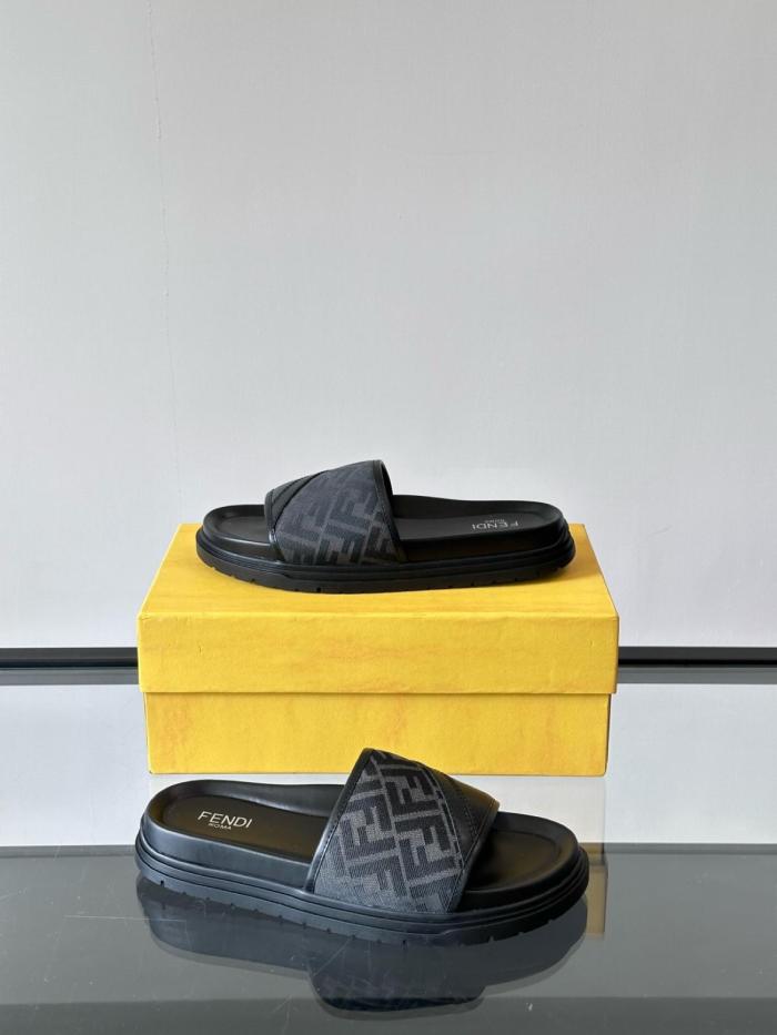 FENDI Ff Jacquard Open Toe Slides