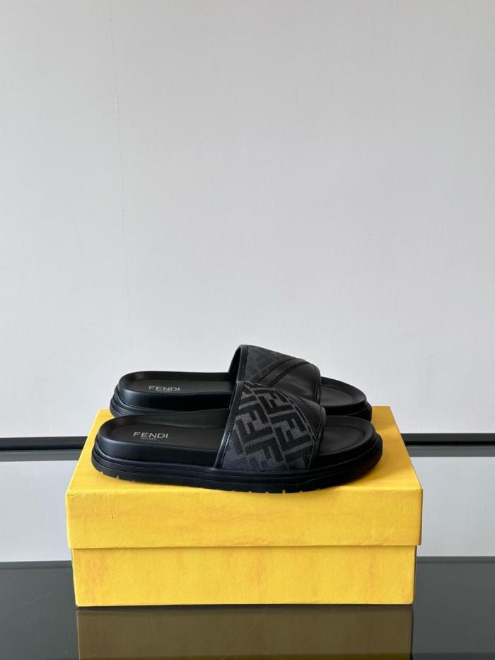 FENDI Ff Jacquard Open Toe Slides