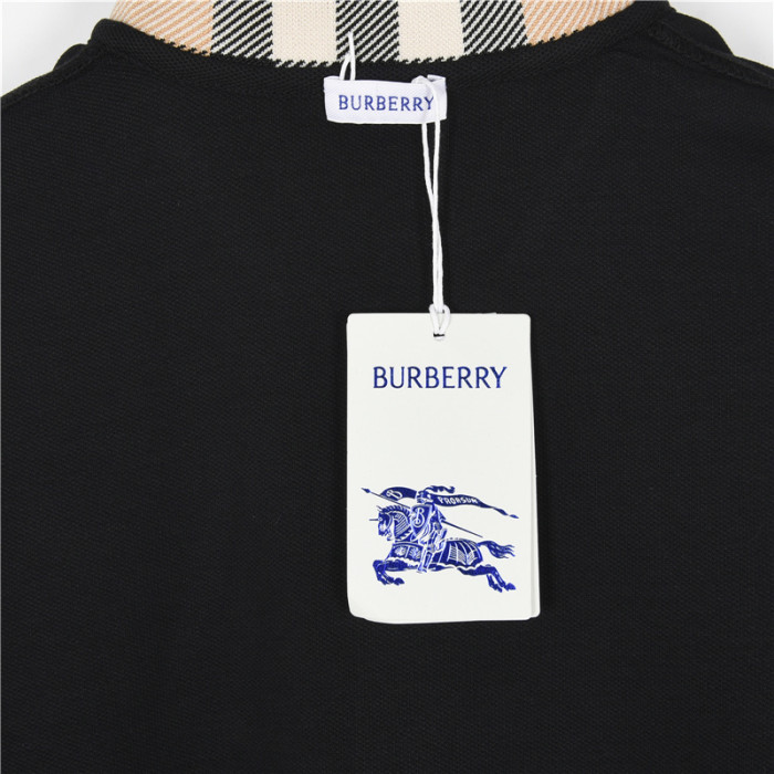 Burberry checked-collar cotton polo shirt