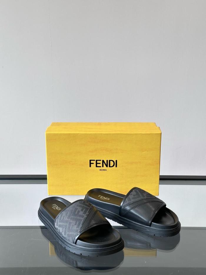 FENDI Ff Jacquard Open Toe Slides