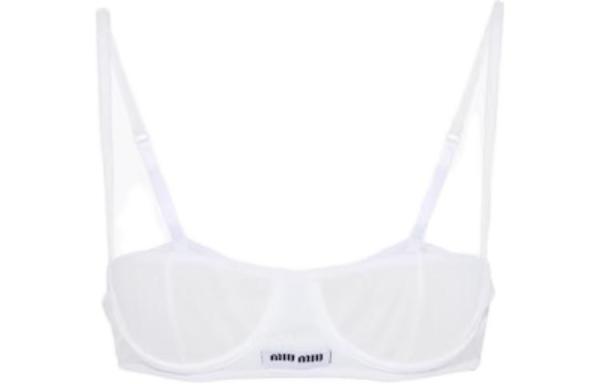 Miu Miu ribbed knit denim bra shorts set