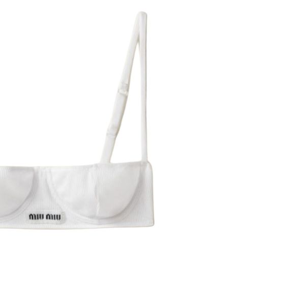 Miu Miu ribbed knit denim bra shorts set