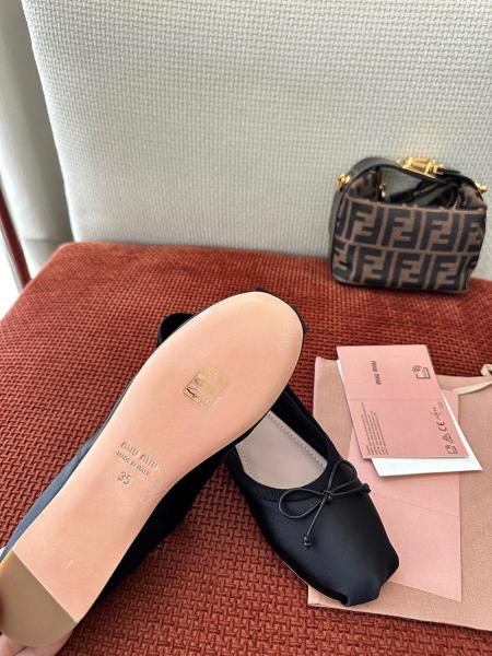 MIU MIU Fabric Flat Mary Jane Shoes Women's Black