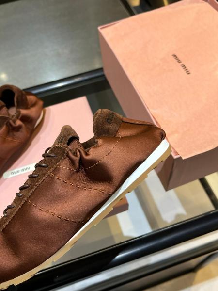 MIU MIU Plume Low top Casual Shoes Women's Cocoa Brown