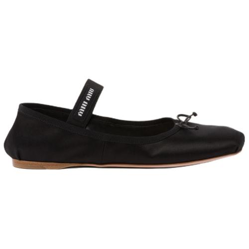 MIU MIU Fabric Flat Mary Jane Shoes Women's Black