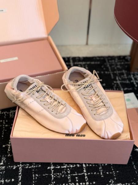 MIU MIU Plume Low top Casual Shoes Women's Nude Pink