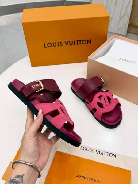 LOUIS VUITTON Slide Slippers Women's Burgundy