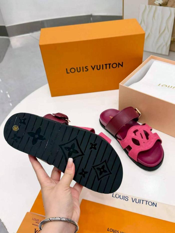 LOUIS VUITTON Slide Slippers Women's Burgundy