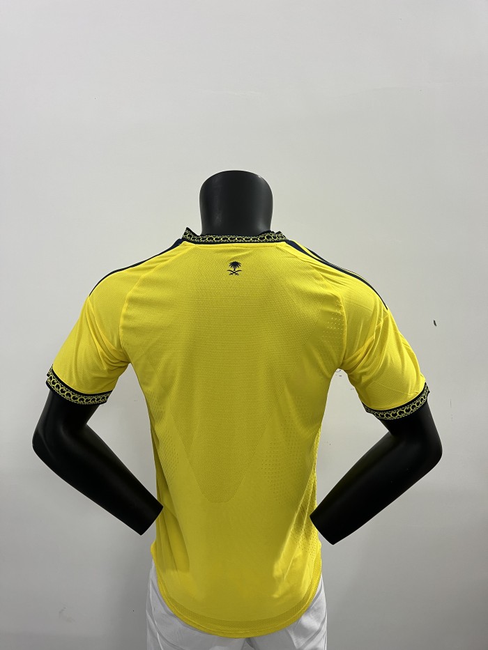 Adidas Al-Nassr 26/27 Home Kit Leaked jersey in yellow featuring navy shoulder