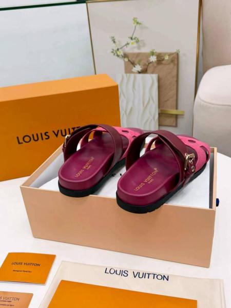LOUIS VUITTON Slide Slippers Women's Burgundy