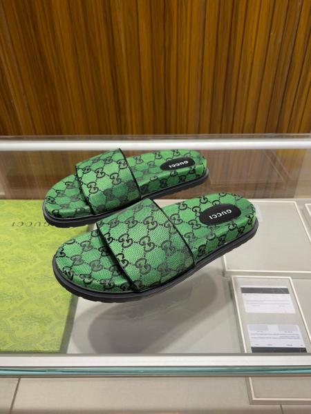 GUCCI Gg Canvas Slide Green Monogram