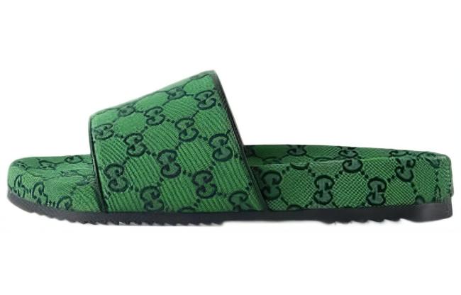 GUCCI Gg Canvas Slide Green Monogram