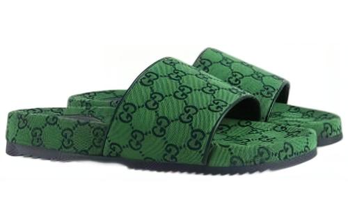 GUCCI Gg Canvas Slide Green Monogram