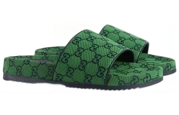 GUCCI Gg Canvas Slide Green Monogram
