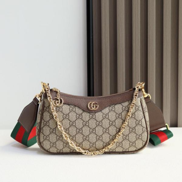 GUCCI Ophidia Canvas With Leather Canvas Bag, Shoulder Bag, Pochette Handbag, Shoulder Bag Small Women's 735132-FABLE-9442-Double G Pendant size L25cm W6cm H15.5cm