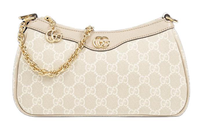 GUCCI Ophidia Canvas With Leather Shoulder Bag, Handbag, Shoulder Bag Women's Beige & White 735132-UULAG-9682 size L25cm W6cm H15.5cm