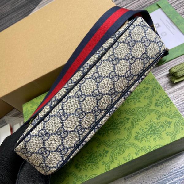 GUCCI Ophidia Canvas With Leather Shoulder Bag, Handbag Small Women's Beige & Blue 735132-96IWN-4076 size L25cm W6cm H15.5cm