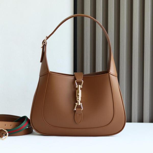 GUCCI Jackie 1961 Leather Shoulder Bag Women's Brown 810232-AADDX-2741 size L27.5cm W4cm H19cm