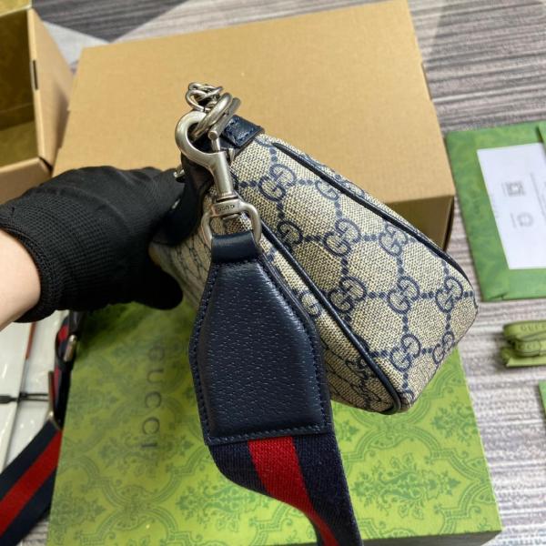 GUCCI Ophidia Canvas With Leather Shoulder Bag, Handbag Small Women's Beige & Blue 735132-96IWN-4076 size L25cm W6cm H15.5cm