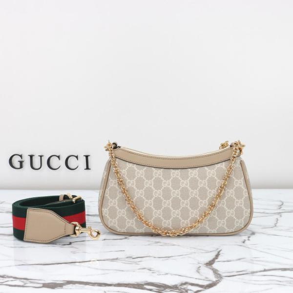 GUCCI Ophidia Canvas With Leather Shoulder Bag, Handbag, Shoulder Bag Women's Beige & White 735132-UULAG-9682 size L25cm W6cm H15.5cm