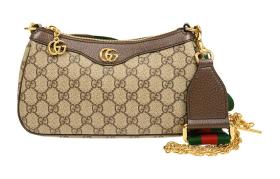 GUCCI Ophidia Canvas With Leather Canvas Bag, Shoulder Bag, Pochette Handbag, Shoulder Bag Small Women's 735132-FABLE-9442-Double G Pendant size L25cm W6cm H15.5cm