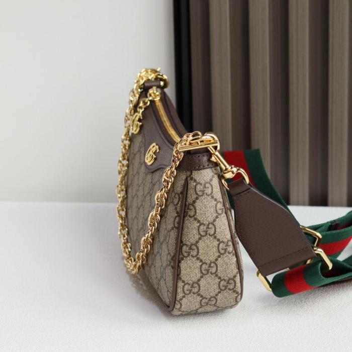 GUCCI Ophidia Canvas With Leather Canvas Bag, Shoulder Bag, Pochette Handbag, Shoulder Bag Small Women's 735132-FABLE-9442-Double G Pendant size L25cm W6cm H15.5cm